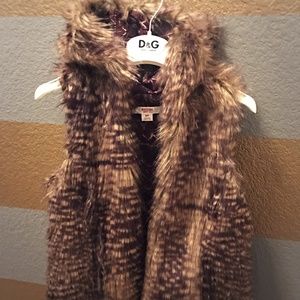Hooded Faux Fur Vest - NWOT